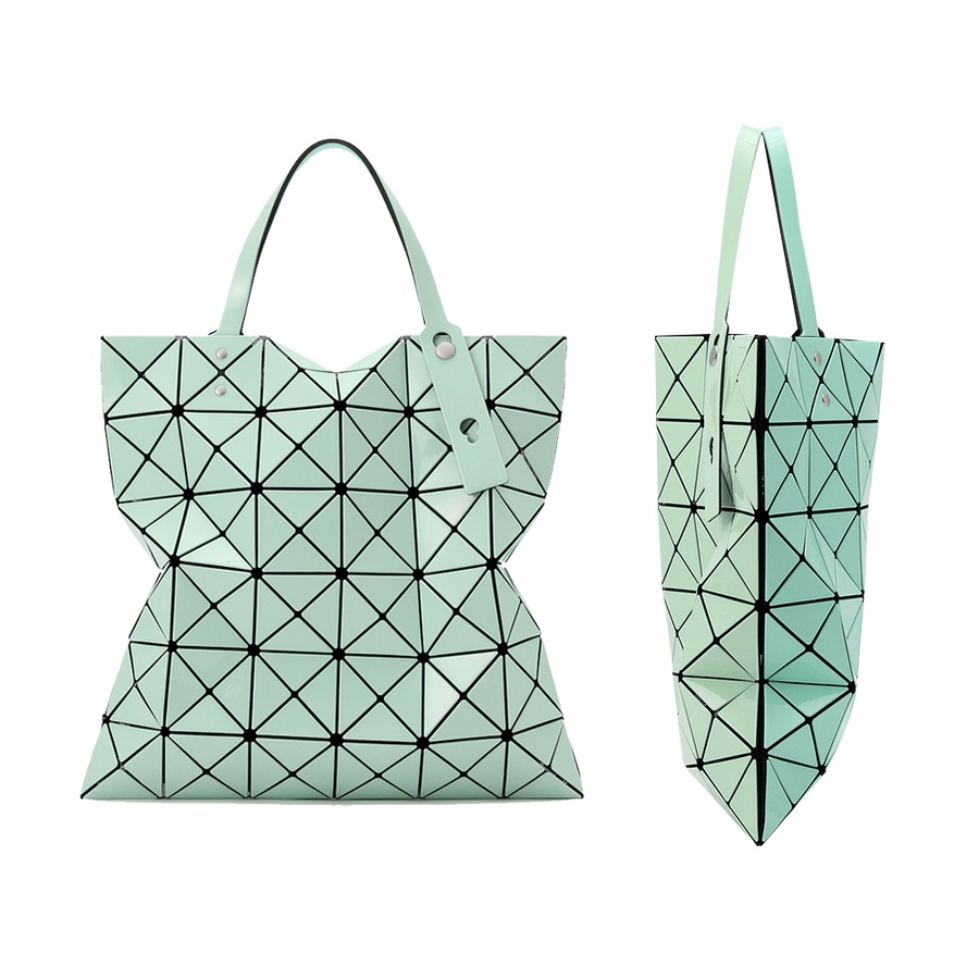 自營bao bao issey miyake 三宅一生6x6格雙色手提包 淺薄荷綠色