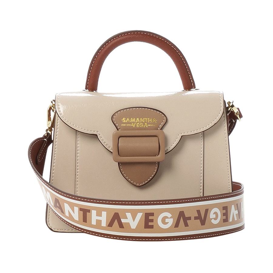 自营samantha vega 手提斜挎小方包 米白色 小