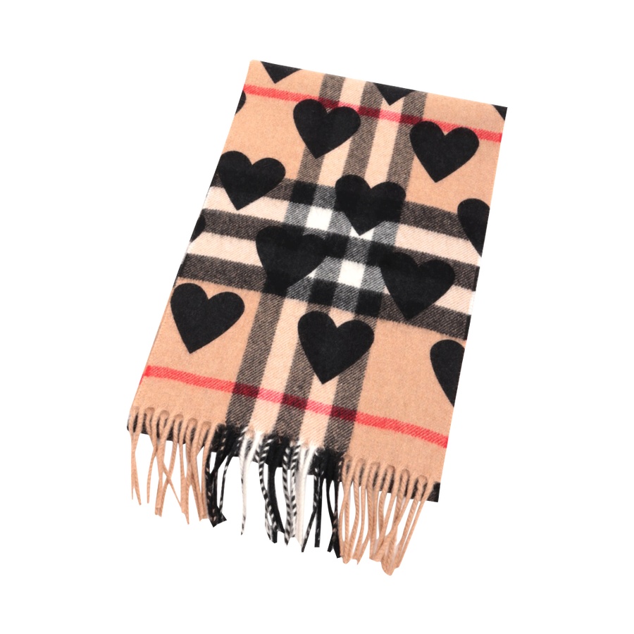 【古着】burberry 博柏利 爱心格纹系列围巾(山羊绒) 标记尺寸:36.