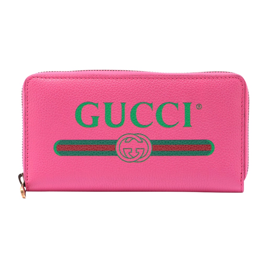 自营【古着】gucci 古驰 复古印花长款钱包 粉色 皮革(二手)(s)