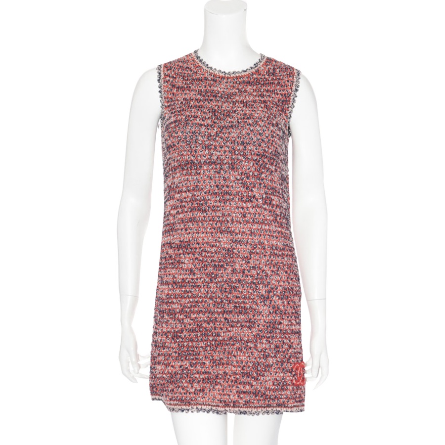 【古着】chanel 香奈儿 针织连衣裙 (针织) 尺码:34 深红色×深蓝