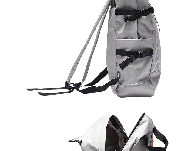 自营anello 两用涤纶双肩包 浅灰色