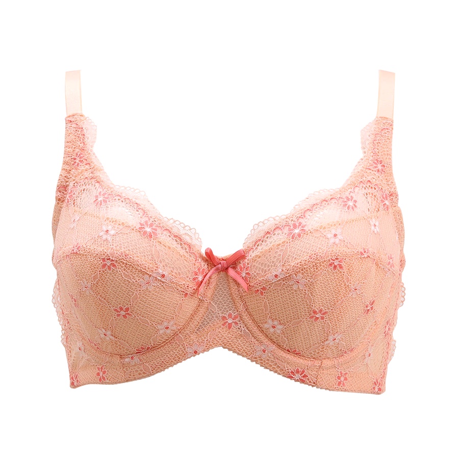 自营triumph shirohato日系内衣刺绣蕾丝ghi全罩杯大尺码文胸 橙色 g