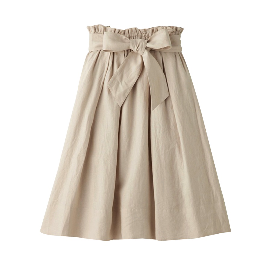 fabia 比利时亚麻抽褶裙子 浅米色 s