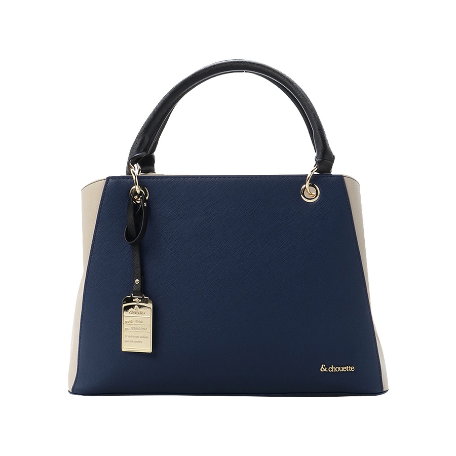 自营& chouette 双色新款翻盖柔软手提包 中号 海军蓝