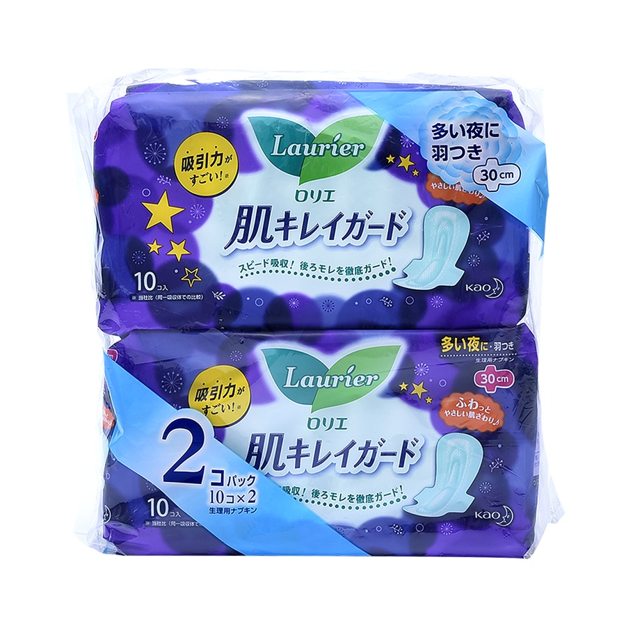 Laurier 乐而雅 清爽瞬吸 夜用护翼卫生巾 30cm 10片×2包