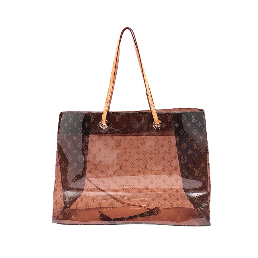 【古着】louis vuitton 路易威登 老花透明手提包(pvc) 棕色 (二手)