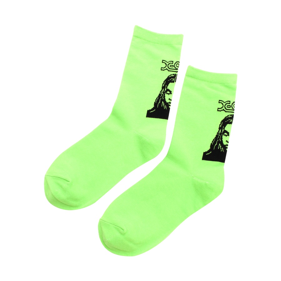 自营x-girl 肖像针织袜 浅绿色 均码