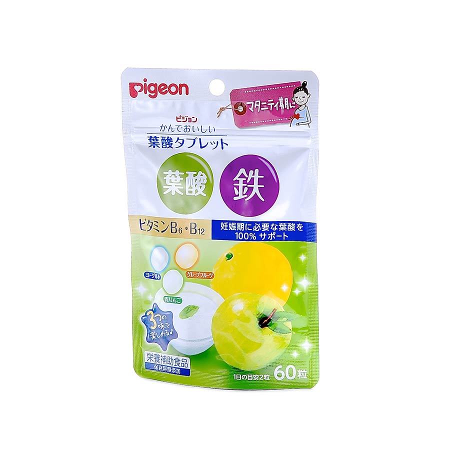 PIGEON 贝亲 孕妇叶酸铁咀嚼片 葡萄柚青苹果