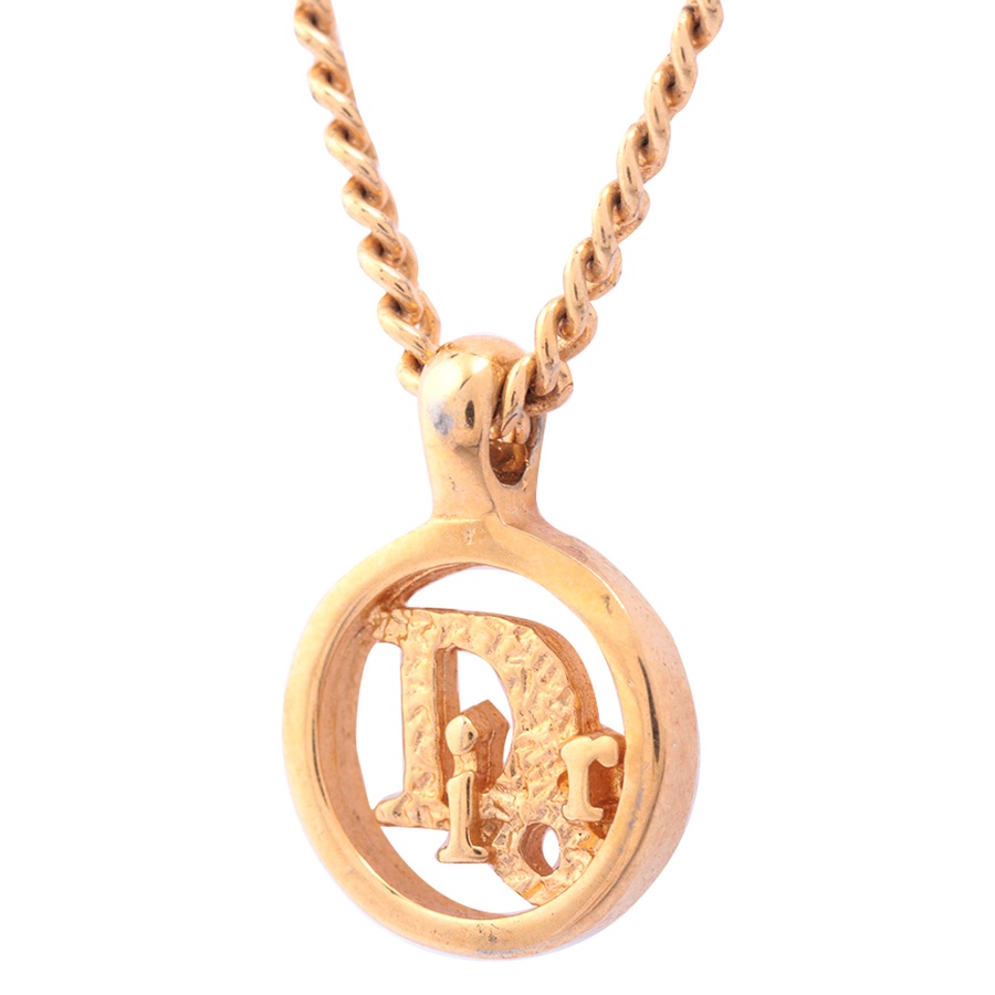 自营【古着】dior 迪奥 圆形logo项链(镀金) 金色 (二手)(ab)