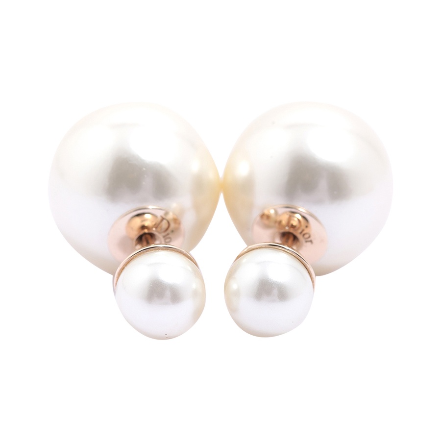 【古着】dior 迪奥 珍珠耳环(珍珠×彩色树脂×电镀) 白色×金色