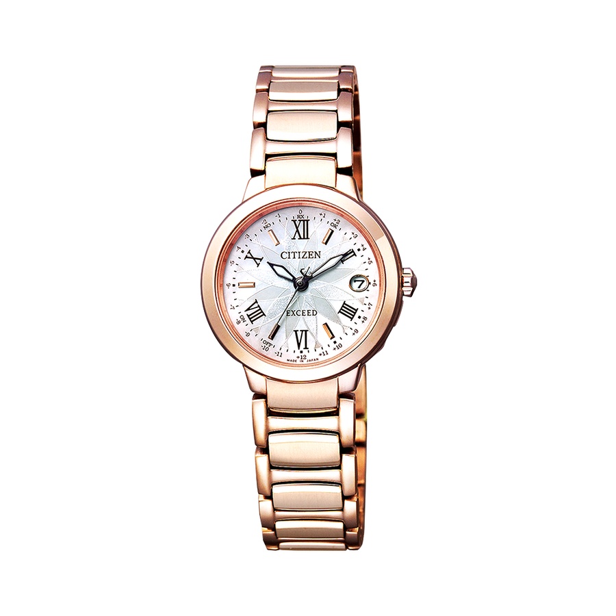 自营citizen 西铁城 exceed 光能电波女士手表 es9322-57w 樱花粉 1个