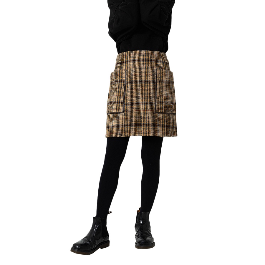 自营milkfed. 格子贴身短裙 米色 s